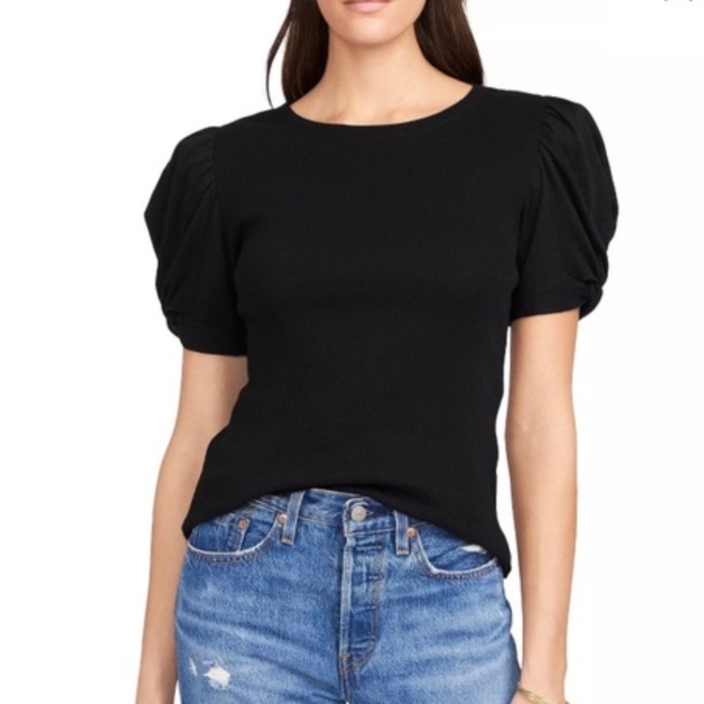 Elie Tahari Black Puff Sleeve Shirt